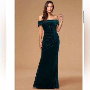 Azazie - Sweet Thing Dark Green Velvet Maxi Dress